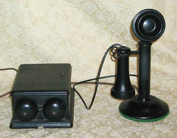 Western Electric candlestick phone, "bulldog" transmitter